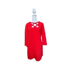 Diane von Furstenberg 8 Red Sheath Dress Criss Cross Neck